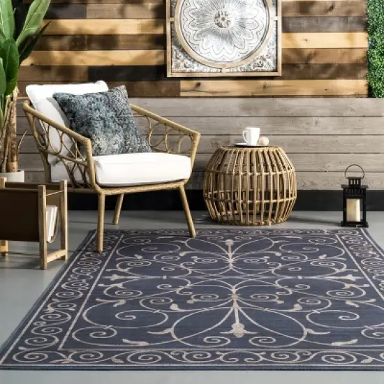 nuLOOM Chara Traditional Vines Machines Washable Indoor/Outdoor Patio Area Rug image {7}