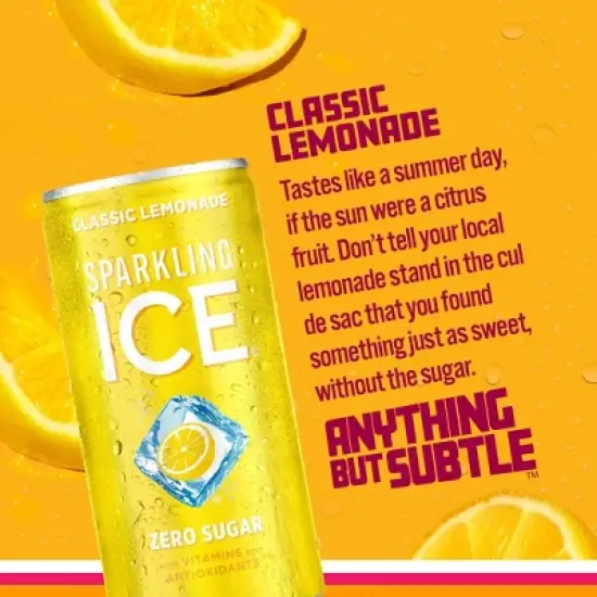 Sparkling ICE Classic Lemonade Sparkling Water - 10pk/7.5 fl oz Mini Cans image {1}