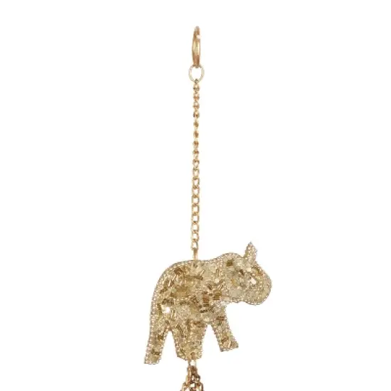 39" Iron Eclectic Elephant Windchime Gold - Olivia & May: Soothing Musical Decor for Indoor/Outdoor image {4}