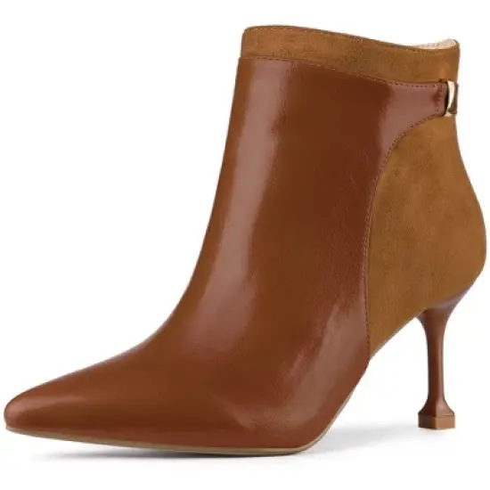 Allegra K Women's Pointed Toe Side Zip Stiletto Heel Ankle Boots image {9}