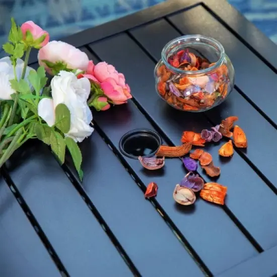 3pc Patio Conversation Set with Wicker Rattan Chairs & Square Coffee Table with Umbrella Hole - Captiva Designs image {2}