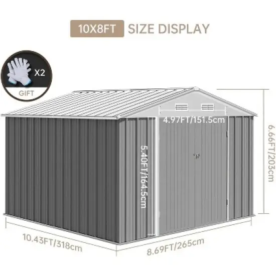 Metal Outdoor Storage Shed - Waterproof, Uv-Resistant Garden Shed with Updated Frame Structure, for Backyard,Garden,and Patio image {5}