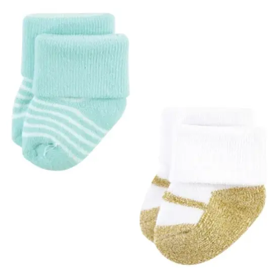 Little Treasure Infant Girl Newborn Socks, Coral Sparkle image {5}