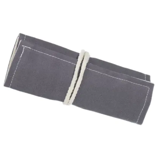 Unique Bargains Handmade Canvas Roll-Up Pencil Case Gray image {6}
