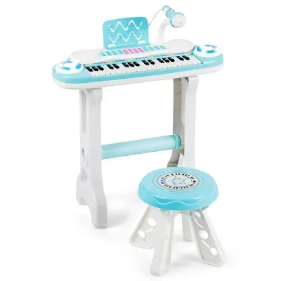 Costway 37-Key Kids Piano Keyboard Playset Electronic Organ Light BluePink image {10}