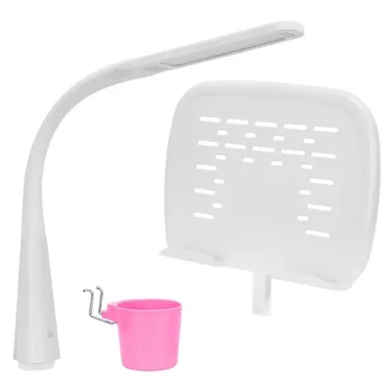 Mount-It! Accessory Kit for Height Adjustable Kids-Desk | Includes LED-Lamp, Book Holder Shelf and Pencil Holder-Cup, Pink image {5}