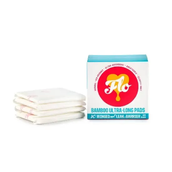 Flo Organic Silky-Soft Bamboo Ultra-Long Absorbent with Wings Maxi Pads - 10ct image {5}