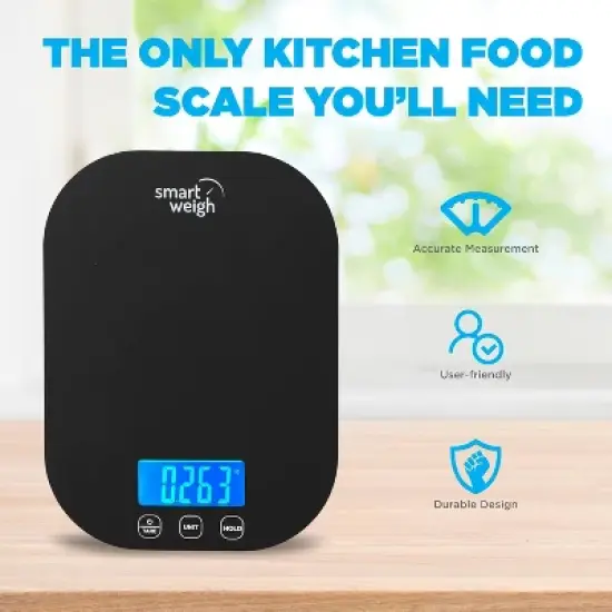 Smart Weigh Digital Food Scale -  11-pound capacity -  Black image {1}