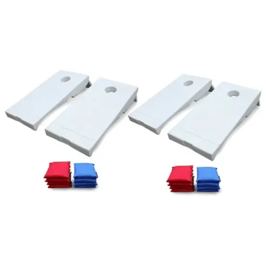 Driveway Games 2 by 4 Foot All Weather Indoor and Outdoor Portable Cornhole Boards with Locking Bag Storage and Bean Bags, White (2 Pack) image {6}