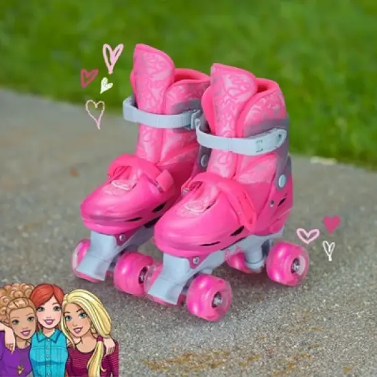 BARBIE 2in1 Kids Roller Skates, Transform from Quads to Inlines Skates, Durable Hardshell Boot, LED Wheels ABEC-7 Carbon Steel Bearings image {4}