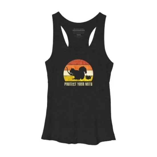Women's Design By Humans Retro Squirrel Protect Your Nuts By stellaandgrace Racerback Tank Top image {2}