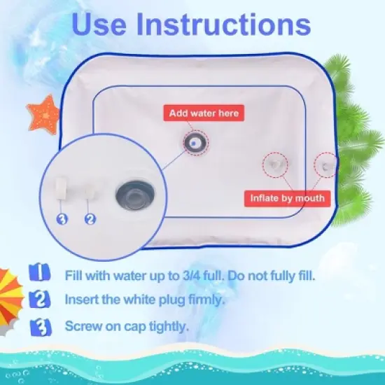 LotFancy Tummy Time Water Mat with Gift Box for Infants Toddlers Baby 3 Months+, 26x20 in image {7}