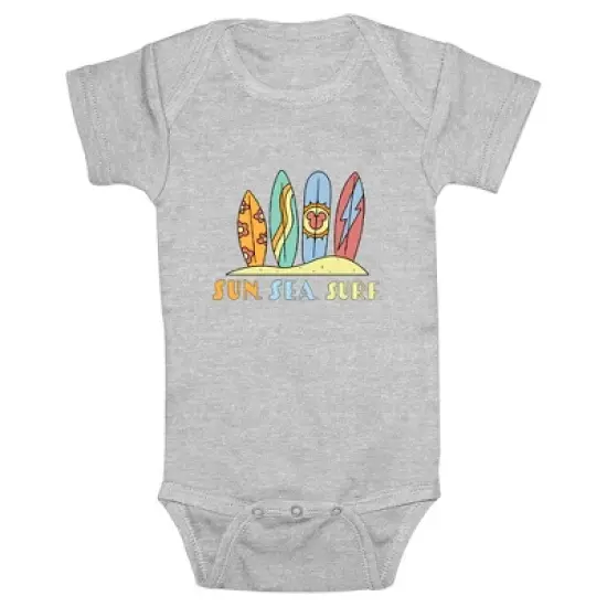 Infant's Mickey & Friends Sun Sea Surf Boards Onesie image {2}