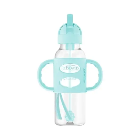 Dr. Brown's 8oz Milestones Narrow Sippy Straw Bottle with Silicone Handles - 6m+ - Green image {8}