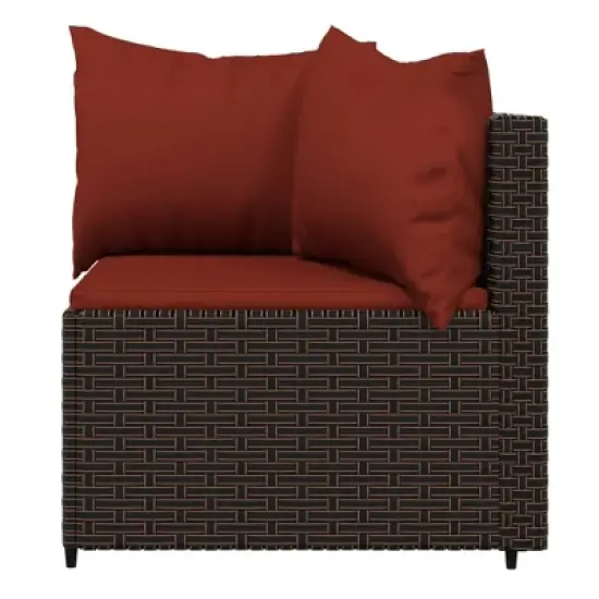 vidaXL 4 Piece Patio Lounge Set with Cushions Brown Poly Rattan image {4}