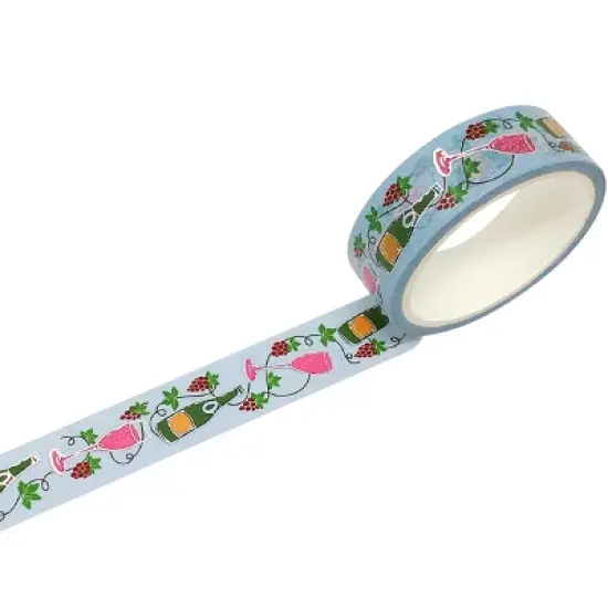 Wrapables Gold and Silver Foil Washi Masking Tape, New Years Celebration, 15mm x 5M image {1}