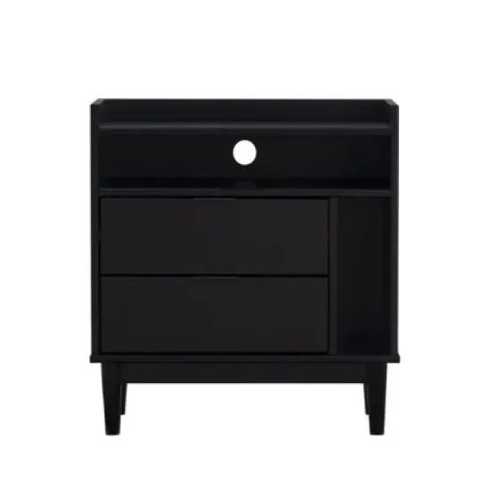 Mid-Century Modern Solid Wood 2 Drawer Nightstand - Saracina Home image {8}