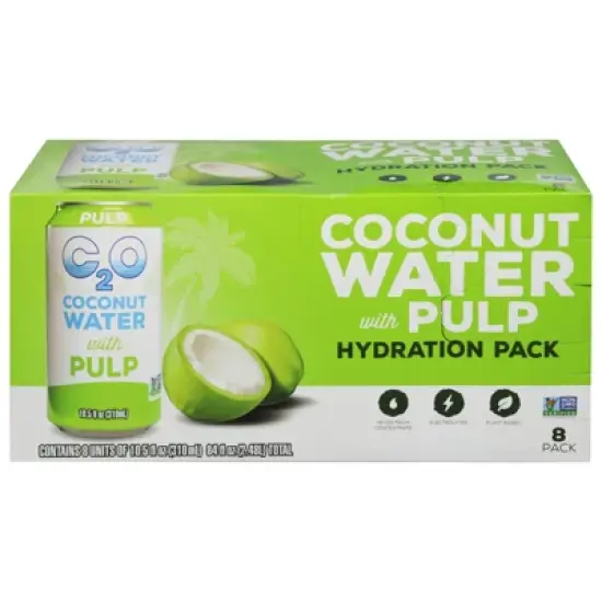 C2O Coconut Water with Pulp - Case of 3/8 packs, 10.5 fz image {1}