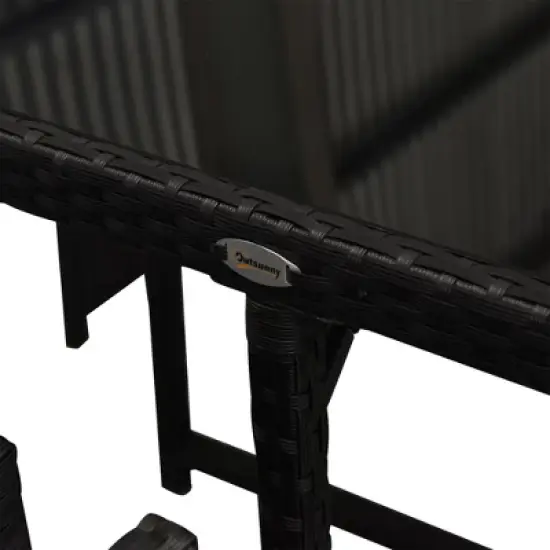 Outsunny 9 Piece Patio Wicker Dining Sets, Space Saving Outdoor Sectional Conversation Set, with Dining Table, Ottoman image {6}