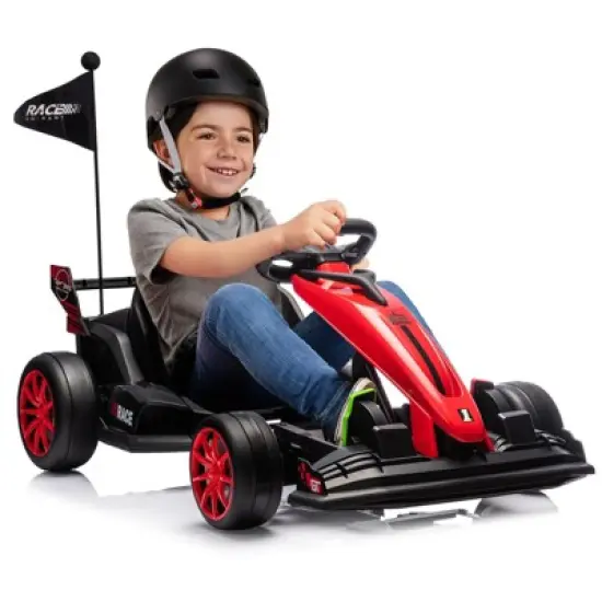 Ride On Go Kart, Kids 24V 7Ah Battery Two 200W Motors, 8MPH Fast Drifting Circling Car, Adjustable Seat Electric Ride Toy, for Kids image {10}