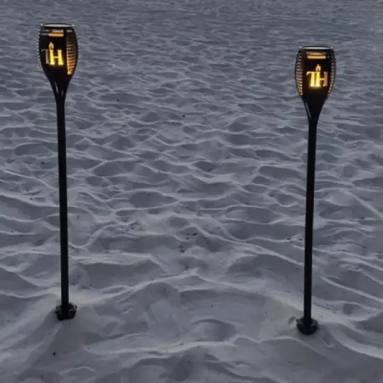 Solar Torch & Ground Spike Kit &ndash; 2-Pack with Adjustable Height & Drill Chuck image {4}