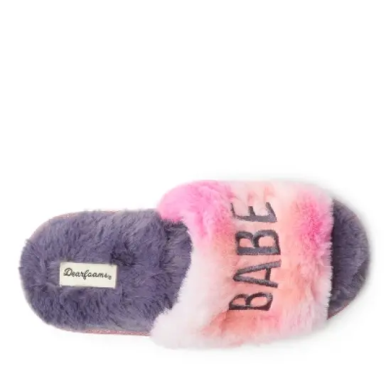 Dearfoams Kid's Lana Slide Slipper with Slogan image {4}