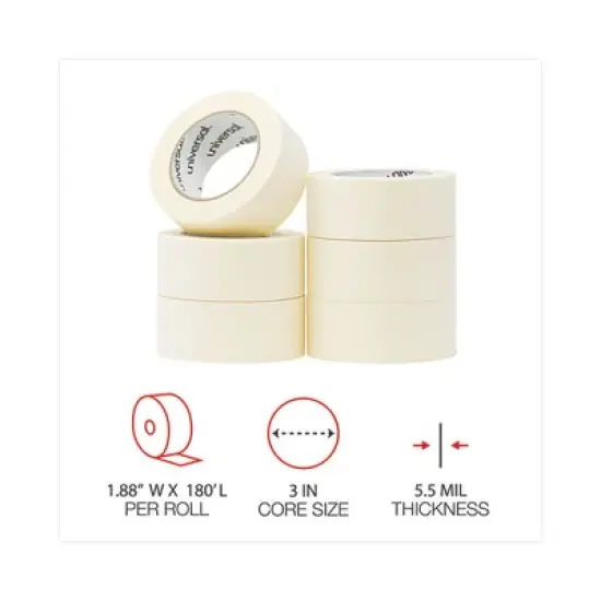 Universal General-Purpose Masking Tape, 3" Core, 48 mm x 54.8 m, Beige, 24/Carton image {5}