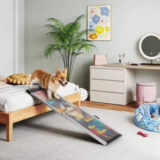 Sandinrayli Retractable Dog Car Ramp, Telescoping Dog Steps for Trucks SUV image {8}