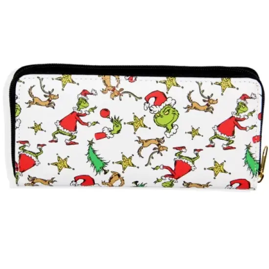 How The Grinch Stole Christmas Faux Saffiano Leather Zip Closure Wallet White image {1}