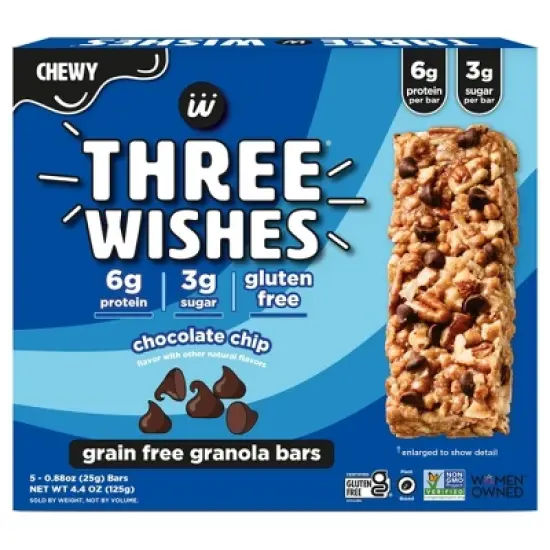 Three Wishes Chocolate Chip Granola Bars - 4.4oz/5ct image {3}