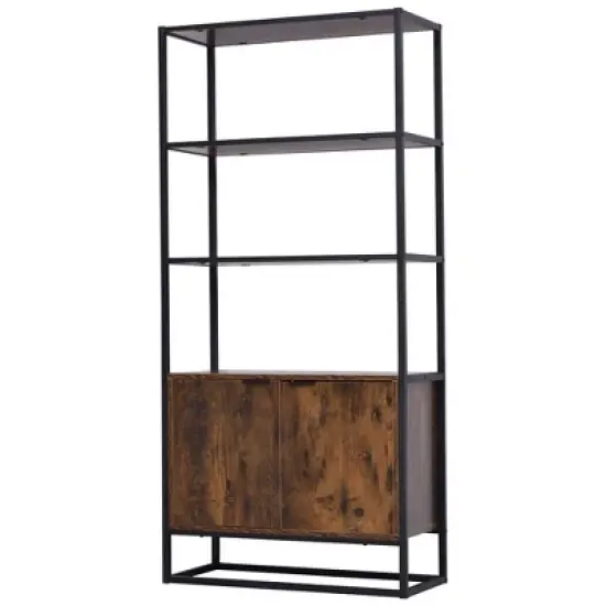 HOMCOM Shelves for Storage, Cabinet Bookcase with 3 Open Shelf, Tall Organizer Multifunctional Rack for Living Room image {6}
