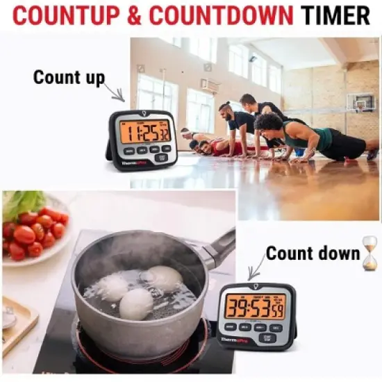 ThermoPro TM01W Kitchen Timer with Count Up and Countdown Timers for Cooking, Classroom, Exercise with LCD Screen Touch  Backlight image {1}
