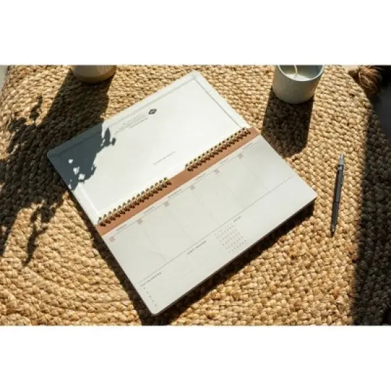 Denik 12" Desk Planner Crinkle Faux Leather White image {1}