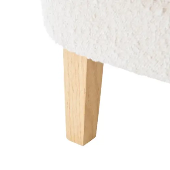 GDFStudio Geneva Mid Century Modern Tufted Boucle Club Chair, White/Dark Brown image {7}