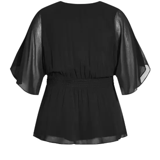 Women's Plus Size Elegant Wrap Top - black | CITY CHIC image {5}