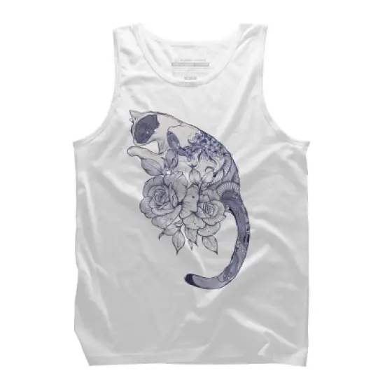 Men's Design By Humans Cat Snake Flowers Tattoo By jess1586 Tank Top image {8}