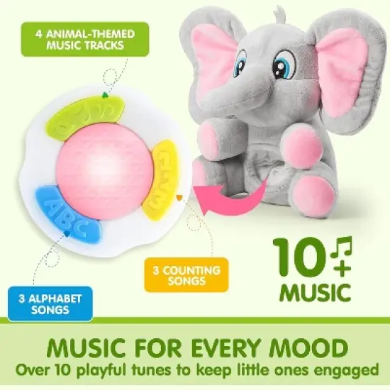 Joyfy Musical Elephant Plush Baby Toy, Stuffed Animal with Music & Light, Christmas Birthday Gifts for Infant Babies,Boys and Girls 6+ Months image {4}