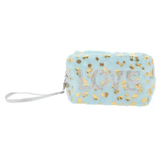 Unique Bargains Women's Portable Leopard Sequin LOVE Makeup Bag 1 Pc image {3}