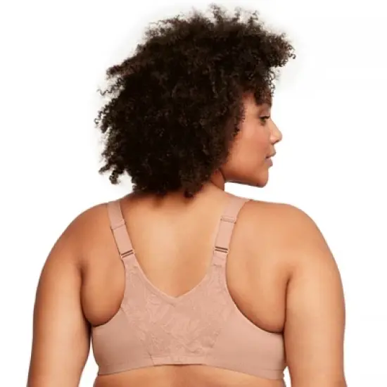 Glamorise Womens Lacey T-Back Front-Closure WonderWire Underwire  Bra 9246 Cappuccino image {1}