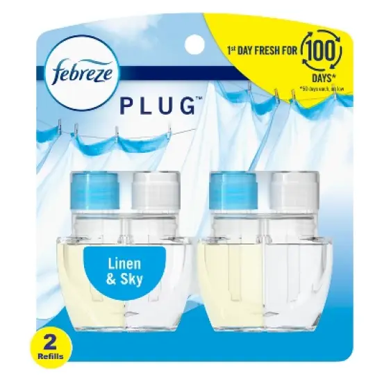 Febreze Odor-Fighting Fade Defy Plug Air Freshener Refill - Linen & Sky image {10}