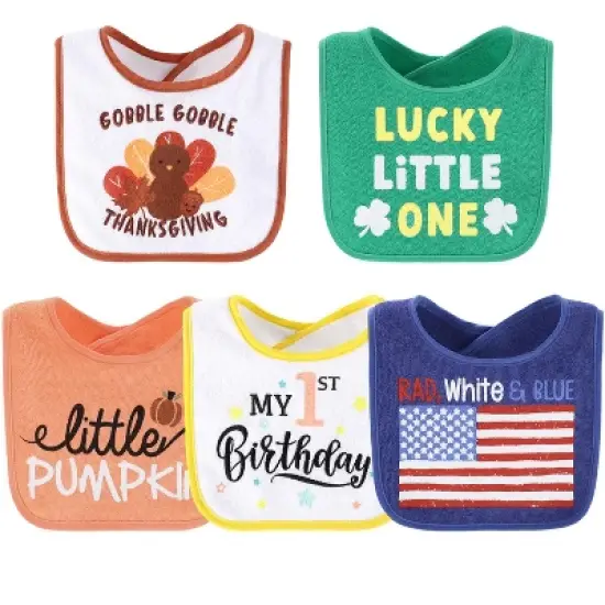 The Peanutshell Unisex BabyTerry Bibs, 18 Pack for Feeding, Teething, or Drooling|Neutral Foods/Holiday image {4}