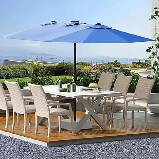 13ft Double-Sided Patio Umbrella, UV99% Protection, Fade-Resistant Outdoor Market Umbrella with Crank Handle, Alloy Steel Frame (No Base Included) image {9}