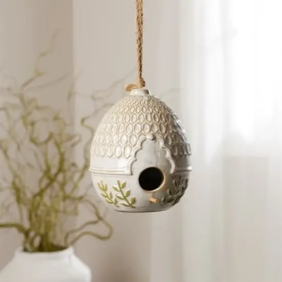 Ornate Porcelain Birdhouse (Set of 2) image {1}