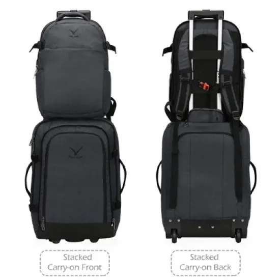 Hynes Eagle 63L Rolling Backpack x 3-Piece Packing Cube Set &ndash; 3-in-1 Travel Luggage with USB Port image {5}