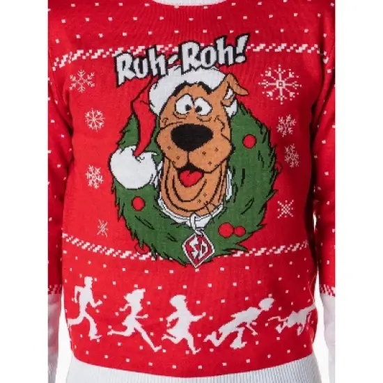 Scooby Doo Men's Ruh-Roh! Santa Scooby Christmas Ugly Sweater Knit Pullover image {6}