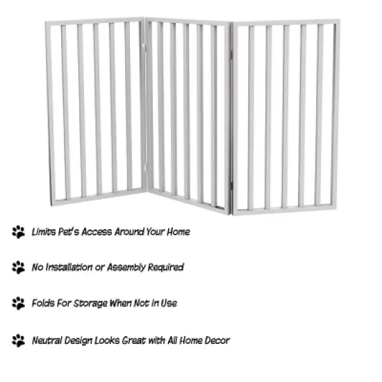 Indoor Pet Gate - 3-Panel Folding Dog Gate for Stairs or Doorways - 54x32-Inch Tall Freestanding Pet Fence for Cats and Dogs by PETMAKER (White) image {2}
