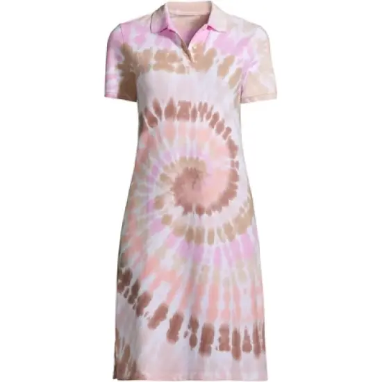Lands' End Women's Short Sleeve Mesh Cotton Knee Length Polo Dress image {1}