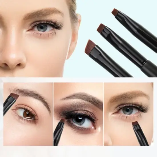 Unique Bargains Eyebrow Eyeliner Makeup Brushes and Sets Black 3 Pcs image {2}