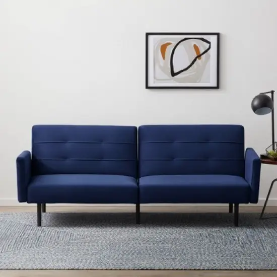 Comfort Collection Futon Sofa Bed with Buttonless Tufting - Lucid image {15}