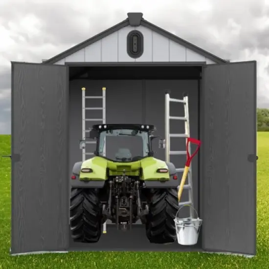 XWT012-1 6*8ft resin plastic storage shed for backyard garden big spire Tool storage image {7}
